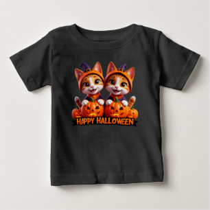 Camiseta De Bebé Gatos de jengibre en calabazas de Halloween para G