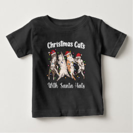 Camiseta De Bebé Gatos de Navidad con sombreros de Santa Divertidos