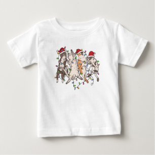 Camiseta De Bebé Gatos de Navidad Lindos con Sombreros de Santa – D