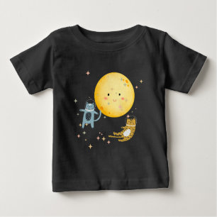 Camiseta De Bebé Gatos durmientes y la luna
