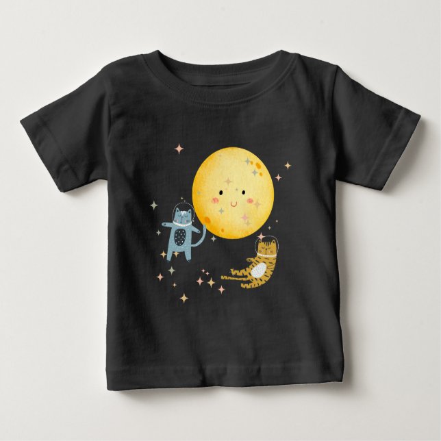 Camiseta De Bebé Gatos durmientes y la luna (Anverso)
