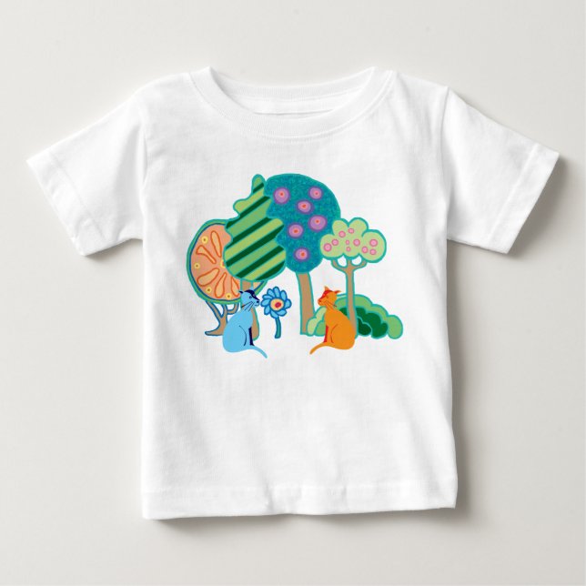 Camiseta De Bebé Gatos en el jardín (Anverso)