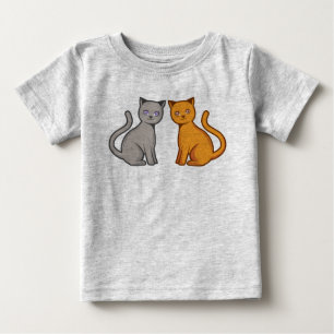 Camiseta De Bebé Gatos grises y naranjas