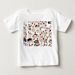 Camiseta De Bebé gatos japoneses Ukiyo-e Funny kitty