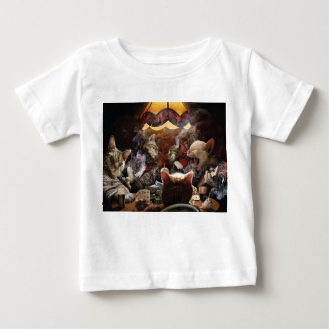 Camiseta De Bebé Gatos jugando al póquer (Anverso)