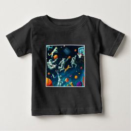 Camiseta De Bebé Gatos jugando básquetbol en el espacio con astrona