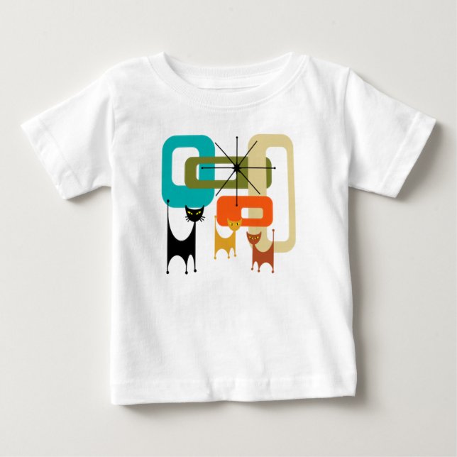 Camiseta De Bebé Gatos modernos de mediados de siglo (Anverso)