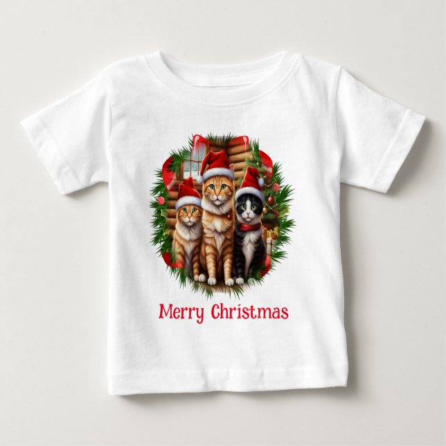Camiseta De Bebé Gatos navidades (Anverso)