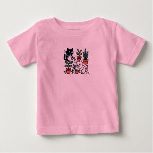 Camiseta De Bebé Gatos Negros y Blancos Jardinería Plantas