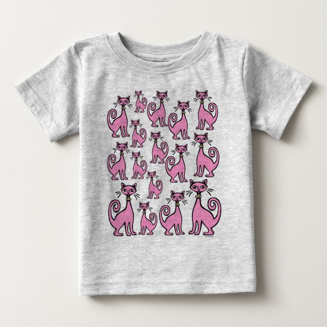Camiseta De Bebé Gatos retro - Bebé - (diseño F&B) - Personalizado (Anverso)