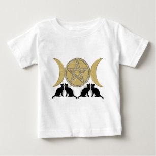 Camiseta De Bebé Gatos triples paganos del Pentagram de la diosa de