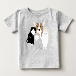 Camiseta De Bebé Gatos y perros