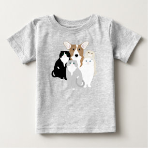 Camiseta De Bebé Gatos y perros