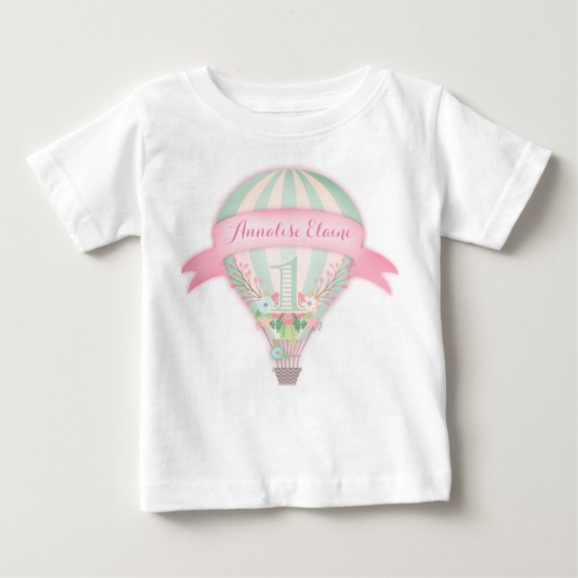 Camiseta De Bebé GC Hot Air Balloon First Birday Tee (Anverso)