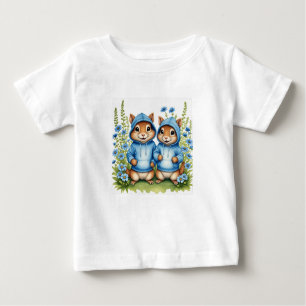 Camiseta De Bebé Gemelos gemelos de azul