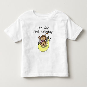 Camiseta De Bebé Gemelos - Mono de niño y Chica Primer cumpleaños
