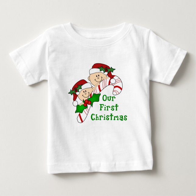 Camiseta De Bebé Gemelos primera caña de vándalo de Navidad (Anverso)