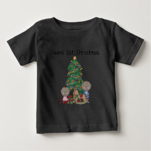 Camiseta De Bebé Gemelos y Chica Primera Navidad
