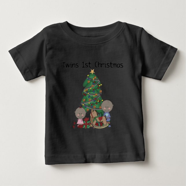 Camiseta De Bebé Gemelos y Chica Primera Navidad (Anverso)