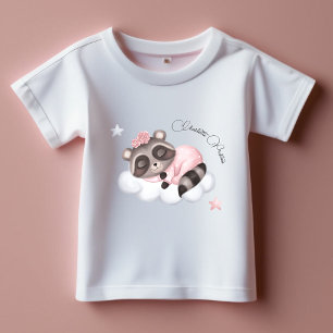 Camiseta De Bebé Gentle Raccoon Animal Chica Baby Shower