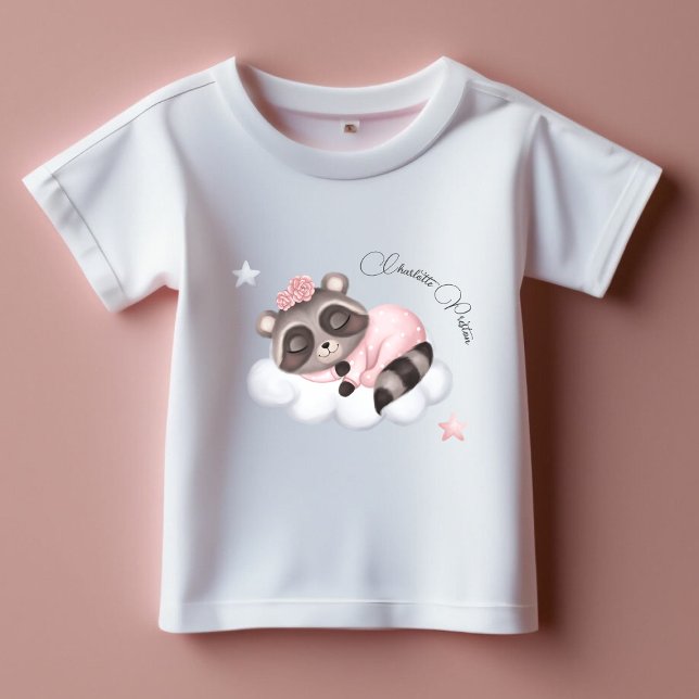 Camiseta De Bebé Gentle Raccoon Animal Chica Baby Shower (Girl Baby Shower Baby T-Shirt)