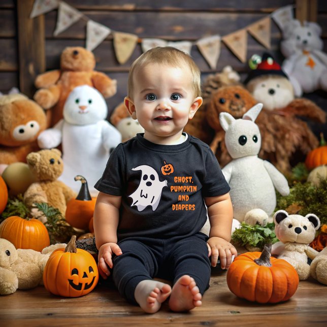 Camiseta De Bebé Ghost, pumpkin and diapers on Halloween (Subido por el creador)
