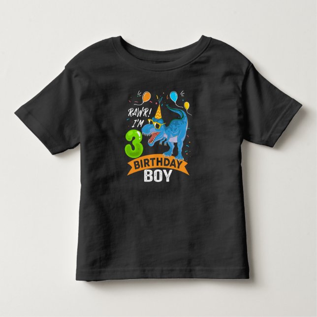 Camiseta De Bebé Gift Boy T Rex Dinosaur de 3 años (Anverso)