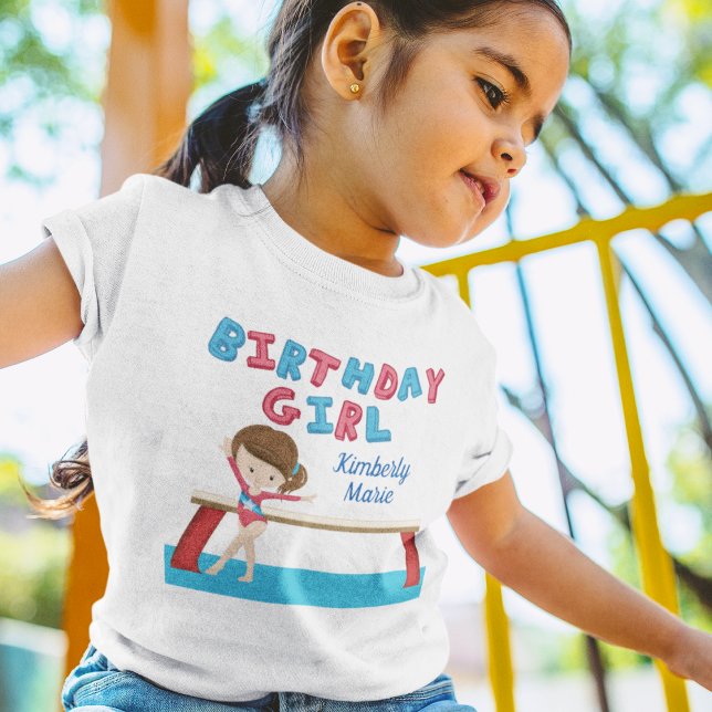 Camiseta De Bebé Gimnasia Azul Monograma Gimnasta Chica de cumpleañ (Subido por el creador)