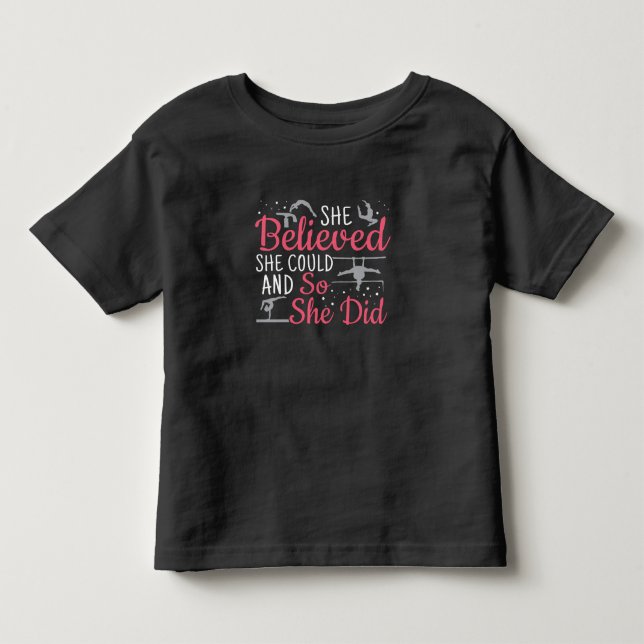 Camiseta De Bebé Gimnasia femenina - creía que podía (Anverso)