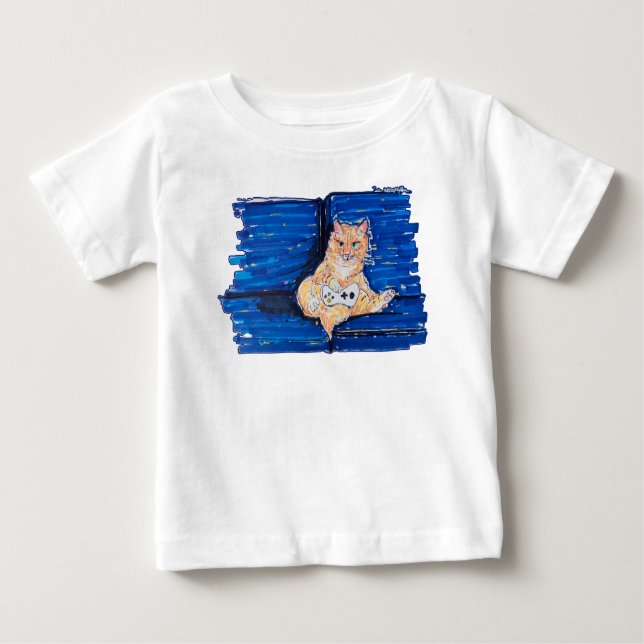 Camiseta De Bebé Ginger Gamer Cat (Anverso)