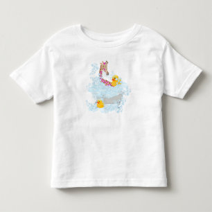 Camiseta De Bebé Girafa, baño de burbujas y patos de caucho