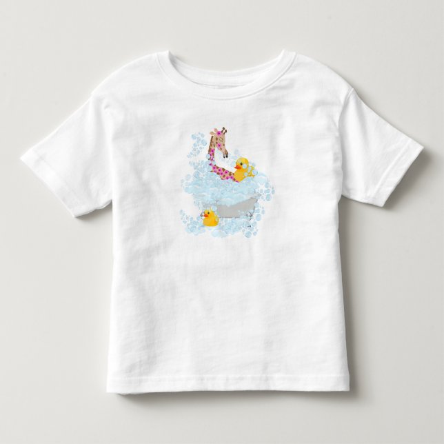 Camiseta De Bebé Girafa, baño de burbujas y patos de caucho (Anverso)