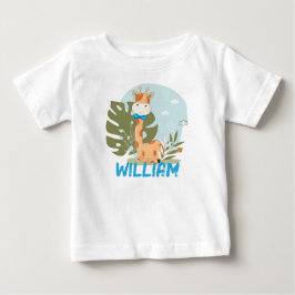 Camiseta De Bebé Girafa de bebé color agua, animales de Safari
