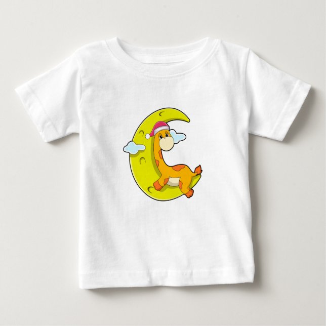 Camiseta De Bebé Girafa durmiendo en la luna (Anverso)