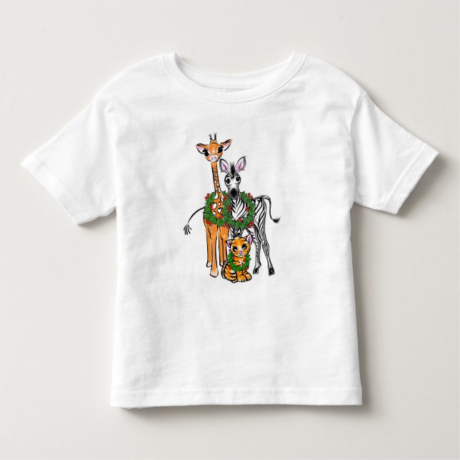 Camiseta De Bebé Girafa festiva, cebra, tigre (Anverso)