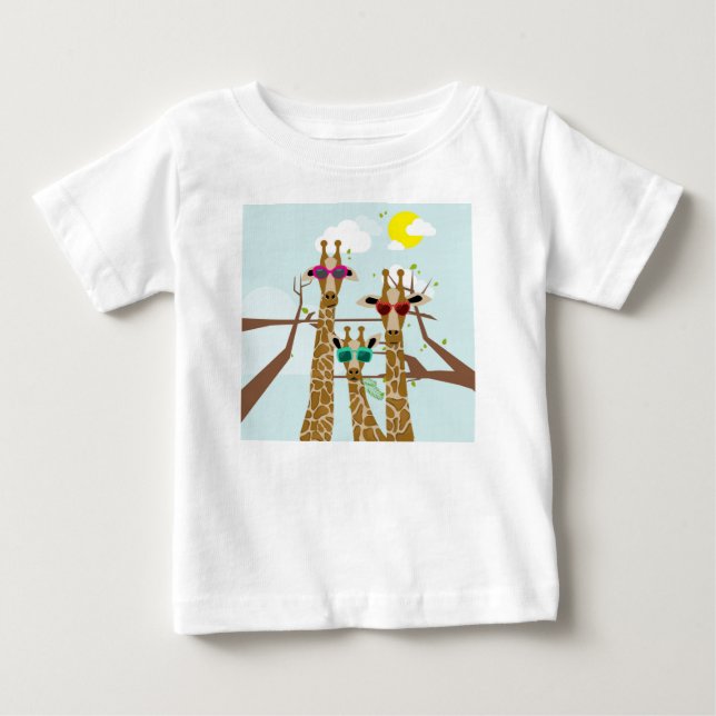 Camiseta De Bebé Girafas en gafas de sol (Anverso)