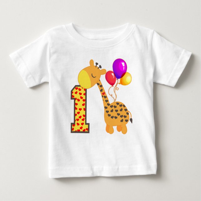 Camiseta De Bebé Giraffe 1º cumpleaños (Anverso)