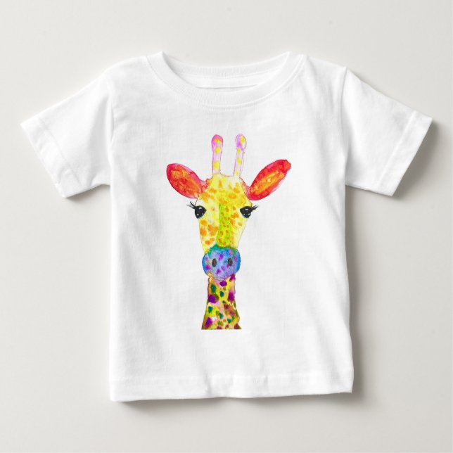 Camiseta De Bebé Giraffe acuarela animal Safari niños zoológico de  (Anverso)