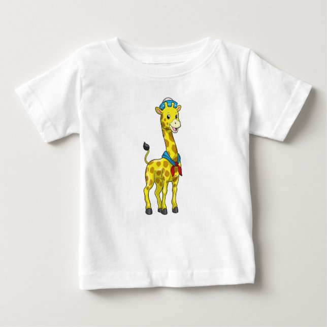 Camiseta De Bebé Giraffe as Sailor with Sailor hat (Anverso)