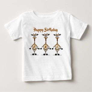Camiseta de bebé Giraffe Birthday Trio One