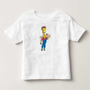 Camiseta De Bebé Giraffe como carpintero con madera