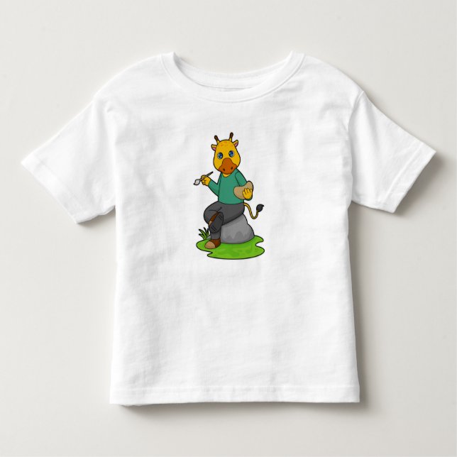 Camiseta De Bebé Giraffe como pintor con pincel de pintura (Anverso)