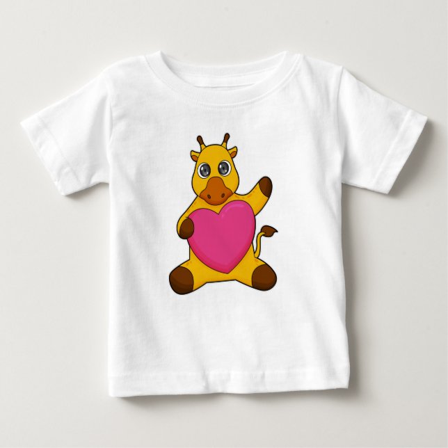 Camiseta De Bebé Giraffe con corazón (Anverso)