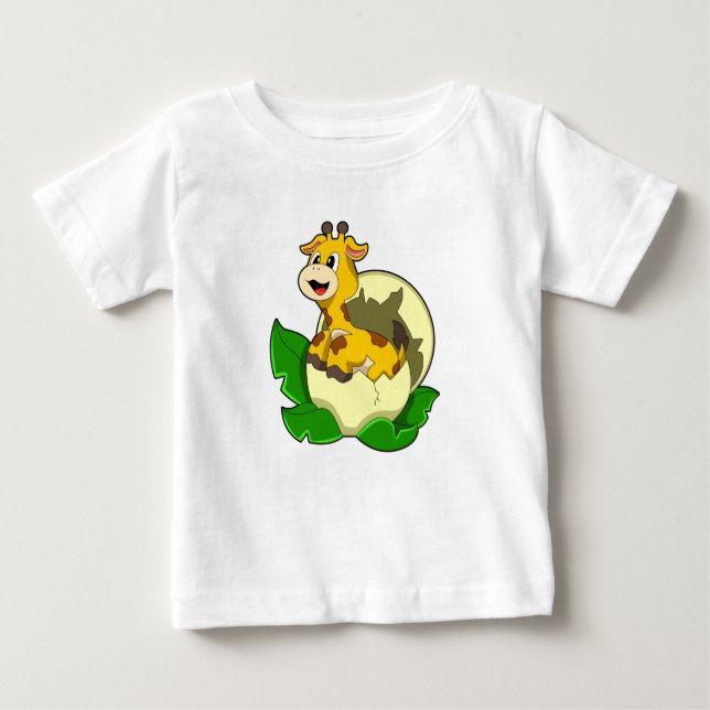 Camiseta De Bebé Giraffe con hojas y huevos (Anverso)
