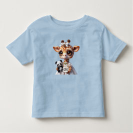 Camiseta De Bebé Giraffe con un Panda