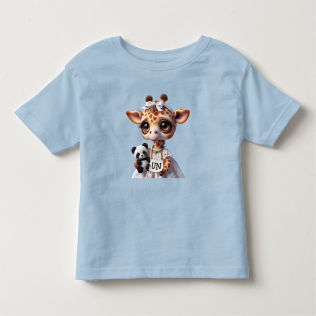 Camiseta De Bebé Giraffe con un Panda (Anverso)