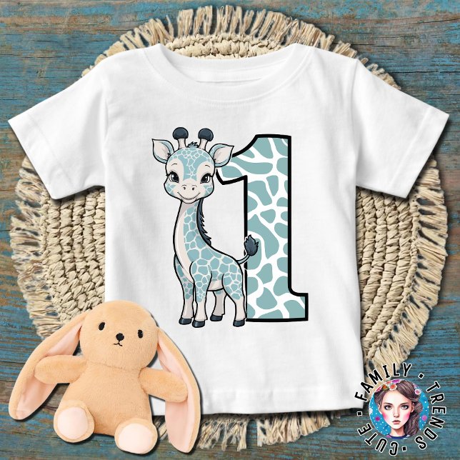 Camiseta De Bebé giraffe de cumpleaños número uno (Subido por el creador)