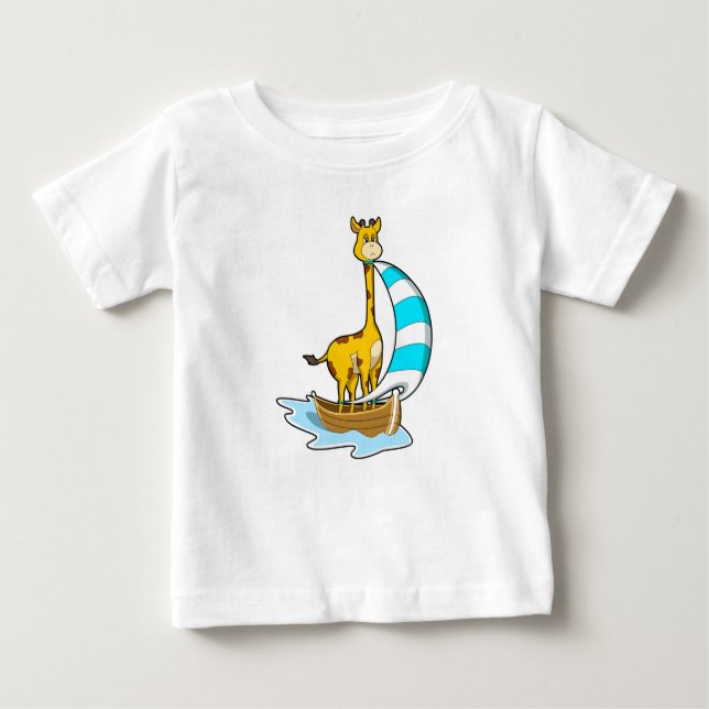 Camiseta De Bebé Giraffe en barco de vela (Anverso)