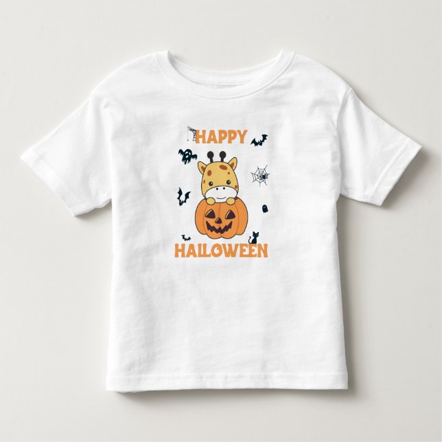 Camiseta De Bebé Giraffe en jirafas tristes de calabaza Feliz Hallo (Anverso)