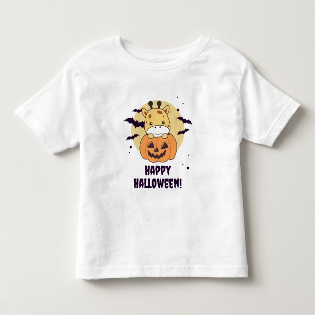 Camiseta De Bebé Giraffe en jirafas tristes de calabaza Feliz Hallo (Anverso)